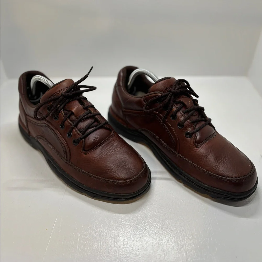 Men's Rockport Eureka Brown Leather Walking Shoes K71201 (Size 9.5) - Picture 2 of 12